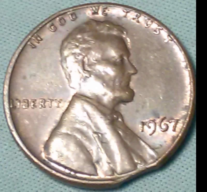 1967-P-Lincoln-Cent-Curved-Clipped-Planchet-Found-CRH!